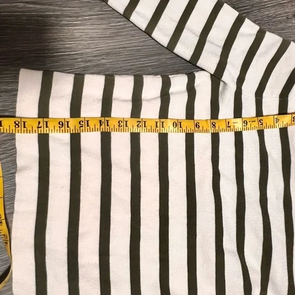 Anthropologie Olive and White Striped Long Sleeve Top - Picture 6 of 6